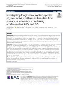 Investigating longitudinal context-specific physical activity patterns in transition from primary to secondary school using accelerometers, GPS, and GIS