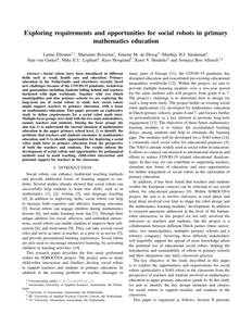 Exploring requirements and opportunities for social robots in primary mathematics education