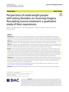 Perspectives of underweight people with eating disorders on receiving Imagery Rescripting trauma treatment: a qualitative study of their experiences 