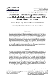 Grammaticale ontwikkeling van zich normaal ontwikkelende kinderen en kinderen met TOS in de leeftijd van 7 tot 10 jaar