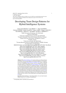 Developing Team Design Patterns for Hybrid Intelligence Systems