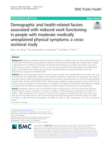 Demographic and health-related factors associated with reduced work functioning in people with moderate medically unexplained physical symptoms: a cross-sectional study