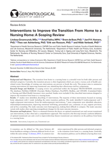 Interventions to improve the transition from home to a nursing home