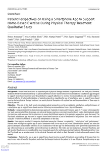 Patient Perspectives on Using a Smartphone App to Support Home-Based Exercise During Physical Therapy Treatment: Qualitative Study