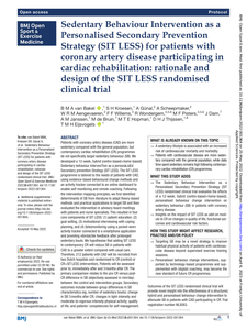 Sedentary Behaviour Intervention as a Personalised Secondary Prevention Strategy (SIT LESS) for patients with coronary artery disease participating in cardiac rehabilitation: rationale and design of the SIT LESS randomised clinical trial 