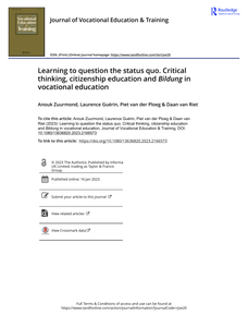 Learning to question the status quo. Critical thinking, citizenschip education and Bildung in vocational education