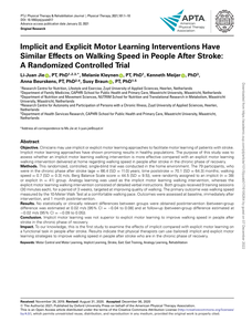 Implicit and explicit motor learning interventions have similar effects on walking speed in people after stroke