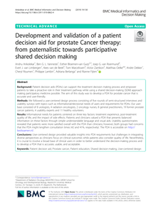 Development and validation of a patient decision aid for prostate Cancer therapy