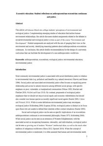 Ecocentric education: Student reflections on anthropocentrism-ecocentrism continuum and justice