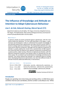 The Influence of Knowledge and Attitude on Intention to Adopt Cybersecure Behaviour