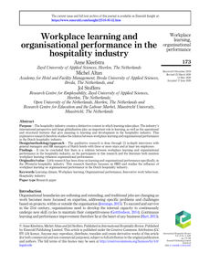 Workplace learning and organisational performance in the hospitality industry