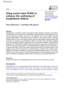 Using social robot PLEO to enhance the well-being of hospitalised children
