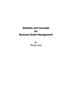 Methods and Concepts for Business Rules Management