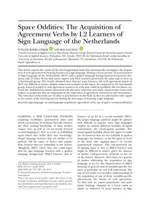 Space Oddities: The Acquisition of Agreement Verbs by L2 Learners of Sign Language of the Netherlands