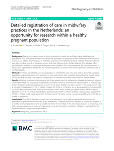 Detailed registration of care in midwifery practices in the Netherlands