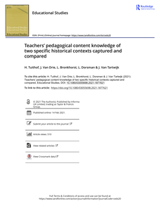 Teachers’ pedagogical content knowledge of two specific historical contexts captured and compared