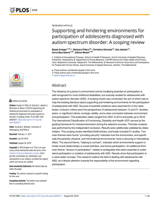 Supporting and hindering environments for participation of adolescents diagnosed with autism spectrum disorder