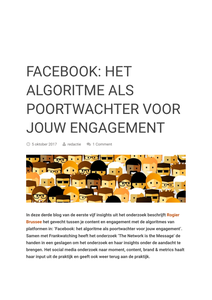 Facebook: het algoritme als poortwachter voor jouw engagement