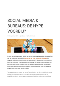 Social Media & Bureaus: De hype voorbij?