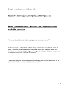 Smart urban innovation - Kwaliteit van samenleven in een stedelijke omgeving