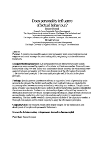 Does personality influence effectual behaviour?