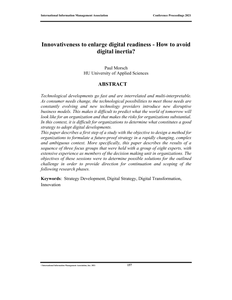 Innovativeness to enlarge digital readiness 