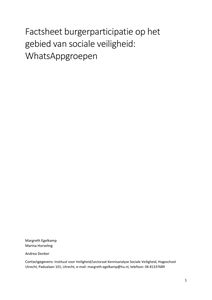 Factsheet burgerparticipatie op het gebied van sociale veiligheid: WhatsAppgroepen