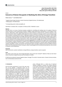 Concerns of Owner‐Occupants in Realising the Aims of Energy Transition