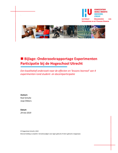 Onderzoekrapportage Experimenten Participatie bij de Hogeschool Utrecht