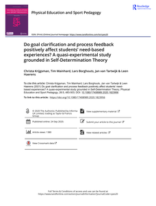 Do goal clarification and process feedback positively affect students’ need-based experiences?