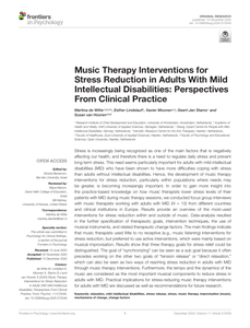 Music therapy interventions for stress reduction in adults with mild intellectual disabilities