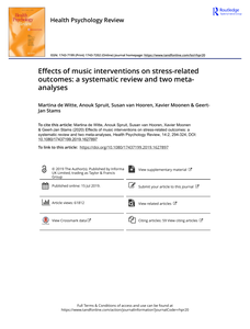 Effects of music interventions on stress-related outcomes