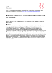 Application of motor learning in neurorehabilitation