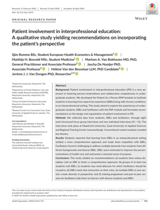 Patient involvement in interprofessional education