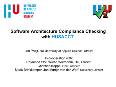 Software Architecture Compliance Checking with HUSACCT