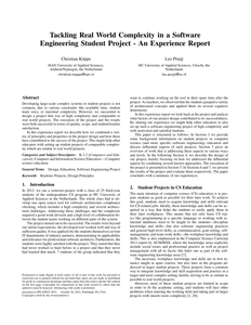 Tackling Real World Complexity in a Software Engineering Student Project