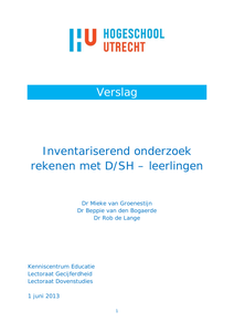 Inventariserend onderzoek rekenen met D/SH – leerlingen