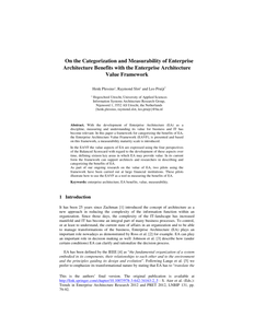 On the Categorization and Measurability of Enterprise Architecture Benefits with the Enterprise Architecture Value Framework