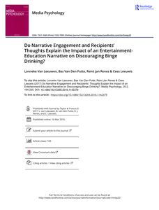 Do Narrative Engagement and Recipients’ Thoughts Explain the Impact of an Entertainment-Education Narrative on Discouraging Binge Drinking?