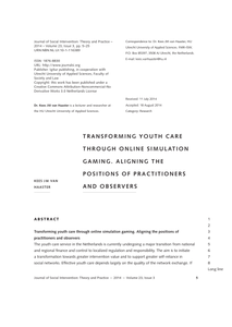 Transforming youth care through online simulation gaming