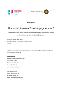 Hoe neem je ruimte? Hoe regel je ruimte? Onderzoeksrapport naar de pilot Motie van Velzen.