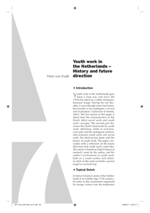 Youth Work in the Netherlands. History and Future Direction.