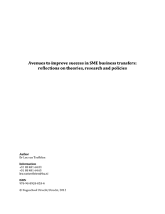 Avenues to improve success in SME business transfers: reflections on theories, research and policies