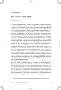 In memoriam : Ben Fruytier 1950-2014