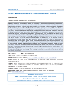 Nature, natural resources and valuation in the Anthropocene