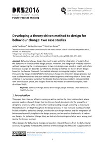 Developing a theory-driven method to design for behaviour change