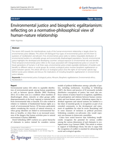 Environmental justice and biospheric egalitarianism: reflecting on a normative-philosophical view of human-nature relationship