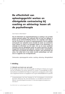 De effectiviteit van oplossingsgericht werken en cliëntgeleide contractering bij coaching en advisering