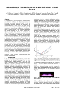 Inkjet printing of functional materials on selectively plasma treated surfaces