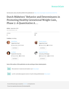 Dutch Midwives' Behavior and Determinants in Promoting Healthy Gestational Weight Gain, Phase 2:  A Quantitative Approach